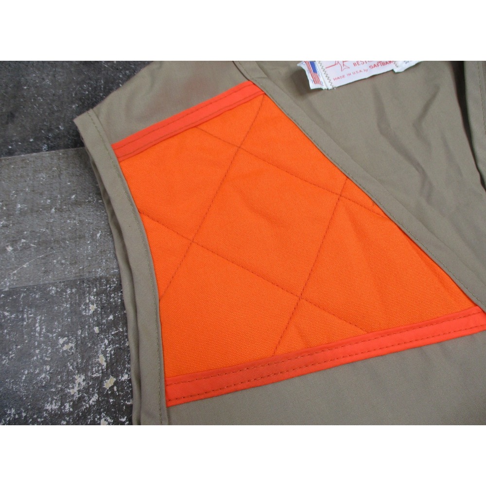 Vintage SafTbak Hunting Vest Large 42x44 Orange Tan USA Catfish Hunter Pockets - Picture 6 of 11